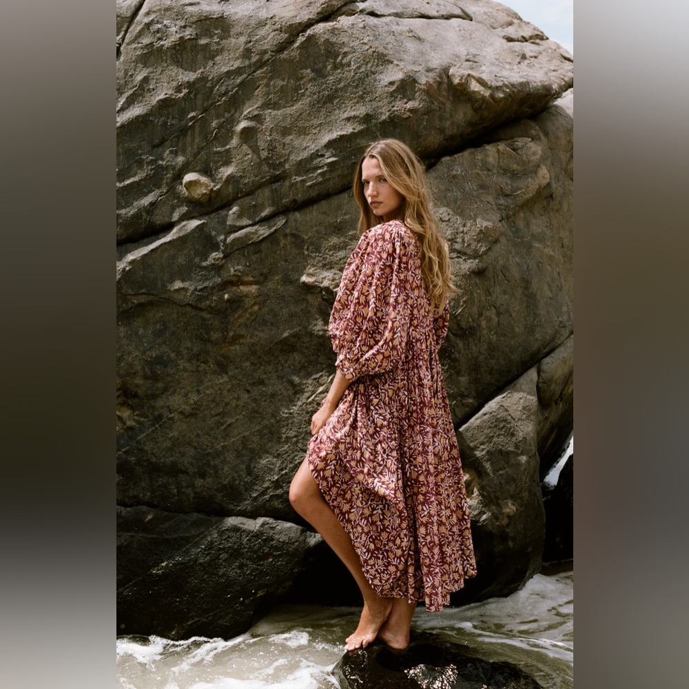 SOLD OUT Daughters of India Sumac loral Kyra Midi Dress